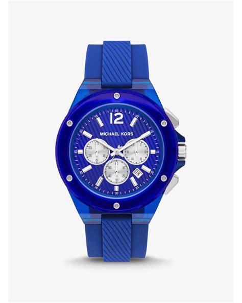 michael kors uhr blau metallic|Oversized Lennox Blue.